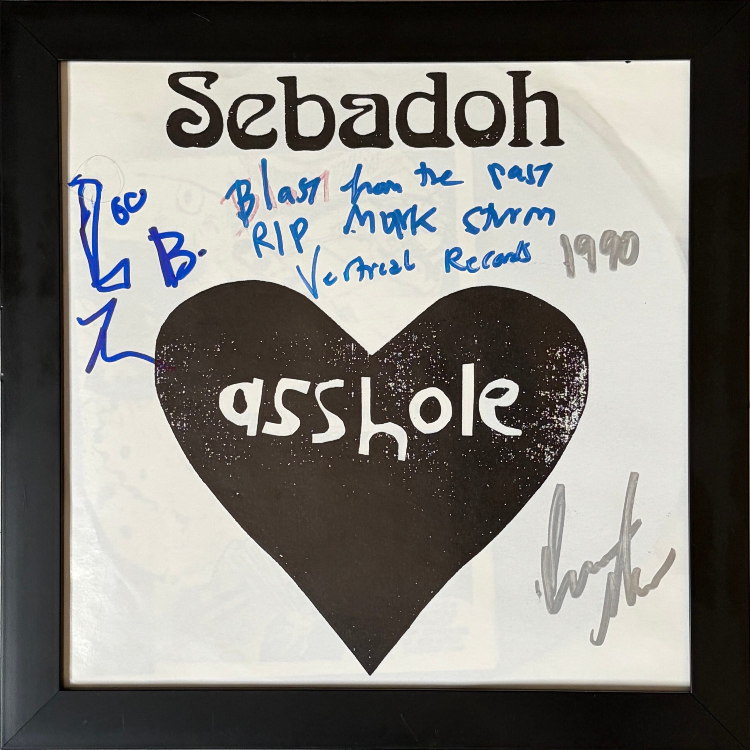 Sebadoh - Asshole single - signed by Eric Gaffney and Lou Barlow