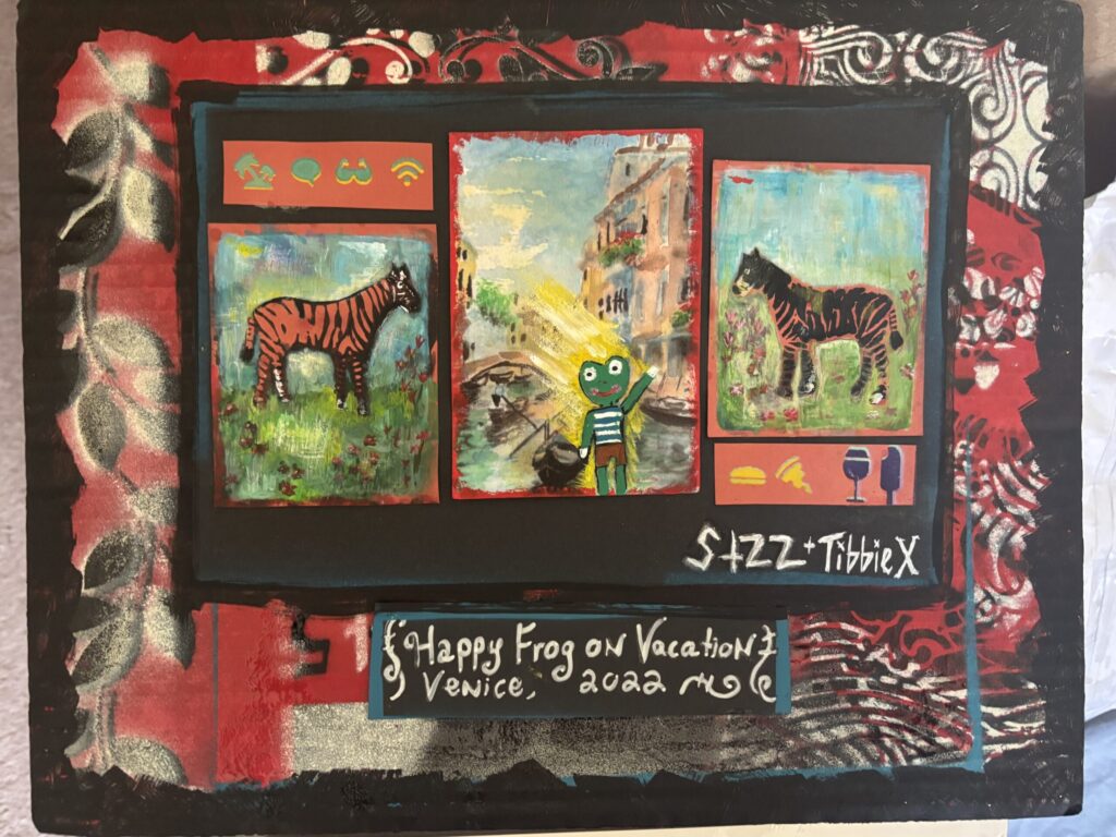 Happy Fro on Vacation painting my Stza Crack + Tibbie X